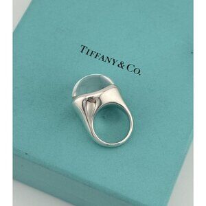 Tiffany & Co. Elsa Peretti 19mm Rock Crystal Cabochon Ring in Silver Size 5